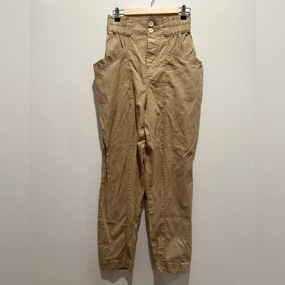 Free People Ready to Run Parchment Cinch Waist Joggers Pants size Small EUC